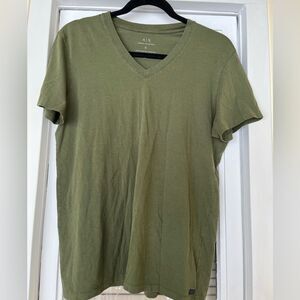 Armani Exchange tropical green short sleeved v-neck top, 100% Puma cotton, S